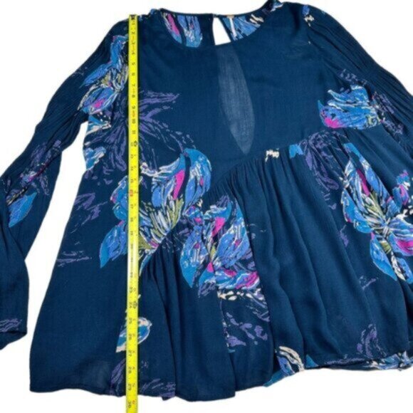 Free People | Blue Floral Tunic Top Sz S - Picture 9 of 14